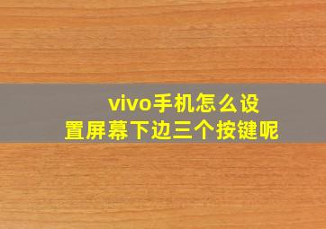 vivo手机怎么设置屏幕下边三个按键呢