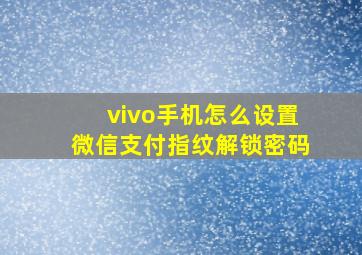 vivo手机怎么设置微信支付指纹解锁密码