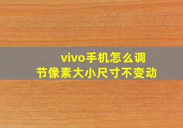 vivo手机怎么调节像素大小尺寸不变动