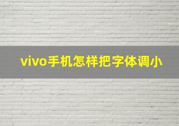 vivo手机怎样把字体调小