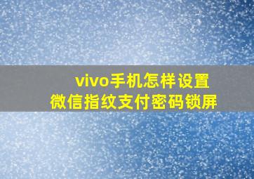 vivo手机怎样设置微信指纹支付密码锁屏