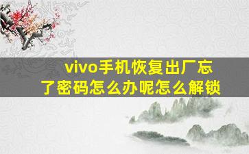 vivo手机恢复出厂忘了密码怎么办呢怎么解锁