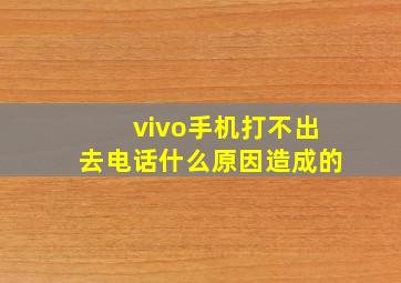 vivo手机打不出去电话什么原因造成的