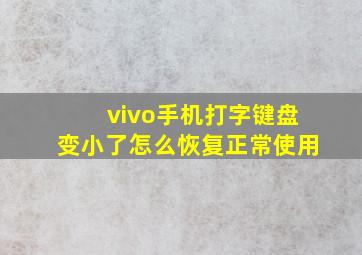 vivo手机打字键盘变小了怎么恢复正常使用