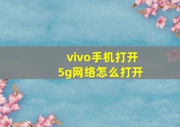 vivo手机打开5g网络怎么打开