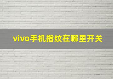 vivo手机指纹在哪里开关