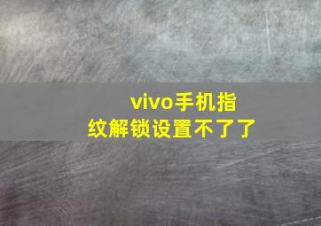 vivo手机指纹解锁设置不了了