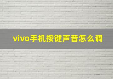 vivo手机按键声音怎么调