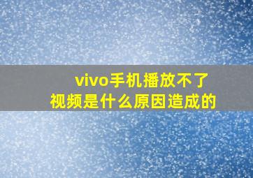 vivo手机播放不了视频是什么原因造成的