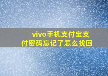 vivo手机支付宝支付密码忘记了怎么找回