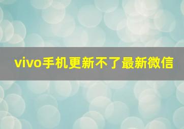 vivo手机更新不了最新微信