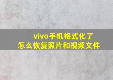 vivo手机格式化了怎么恢复照片和视频文件