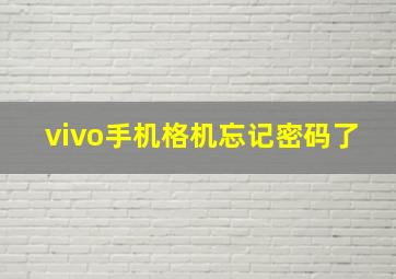 vivo手机格机忘记密码了