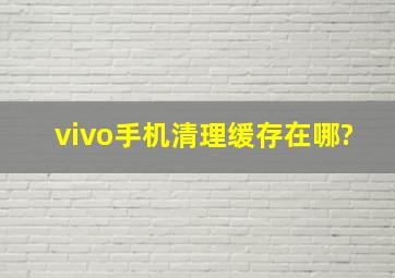 vivo手机清理缓存在哪?