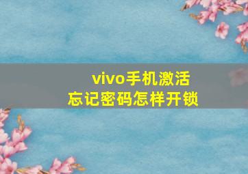 vivo手机激活忘记密码怎样开锁