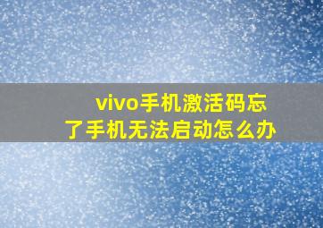 vivo手机激活码忘了手机无法启动怎么办