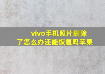 vivo手机照片删除了怎么办还能恢复吗苹果