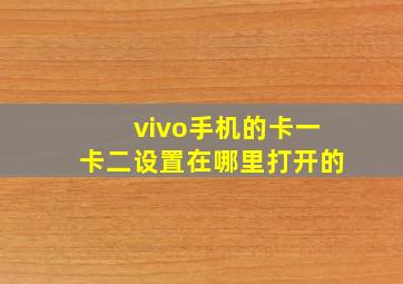 vivo手机的卡一卡二设置在哪里打开的