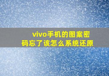 vivo手机的图案密码忘了该怎么系统还原