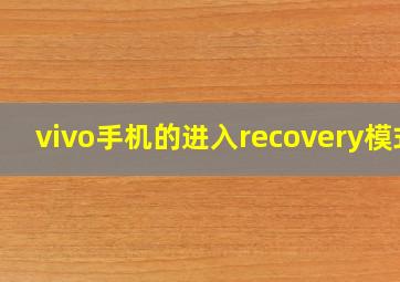 vivo手机的进入recovery模式