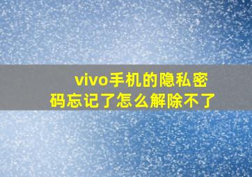 vivo手机的隐私密码忘记了怎么解除不了