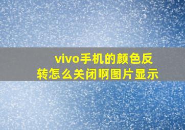 vivo手机的颜色反转怎么关闭啊图片显示