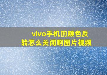 vivo手机的颜色反转怎么关闭啊图片视频