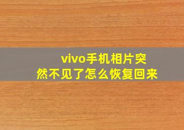 vivo手机相片突然不见了怎么恢复回来