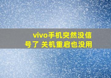 vivo手机突然没信号了 关机重启也没用