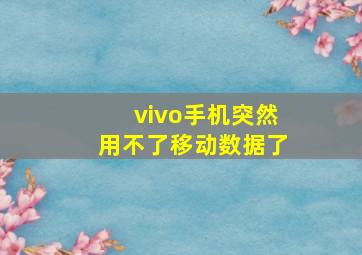 vivo手机突然用不了移动数据了