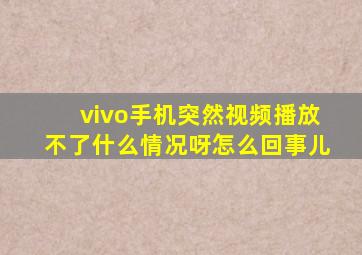 vivo手机突然视频播放不了什么情况呀怎么回事儿