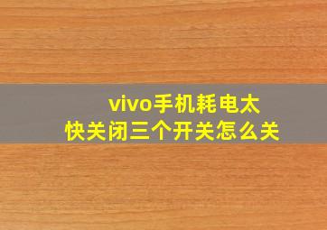 vivo手机耗电太快关闭三个开关怎么关