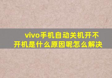 vivo手机自动关机开不开机是什么原因呢怎么解决