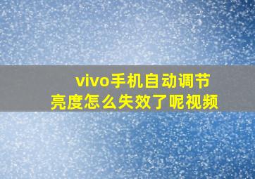 vivo手机自动调节亮度怎么失效了呢视频