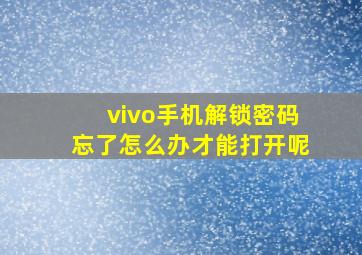 vivo手机解锁密码忘了怎么办才能打开呢