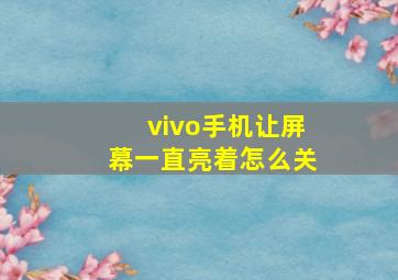 vivo手机让屏幕一直亮着怎么关