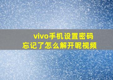 vivo手机设置密码忘记了怎么解开呢视频