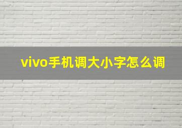 vivo手机调大小字怎么调