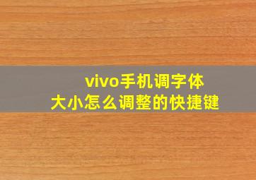 vivo手机调字体大小怎么调整的快捷键