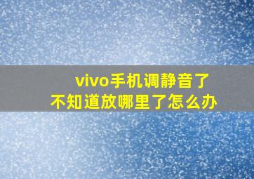 vivo手机调静音了不知道放哪里了怎么办