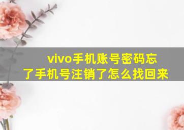 vivo手机账号密码忘了手机号注销了怎么找回来