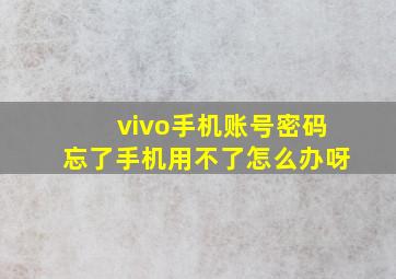 vivo手机账号密码忘了手机用不了怎么办呀