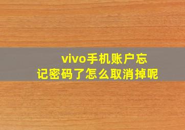 vivo手机账户忘记密码了怎么取消掉呢