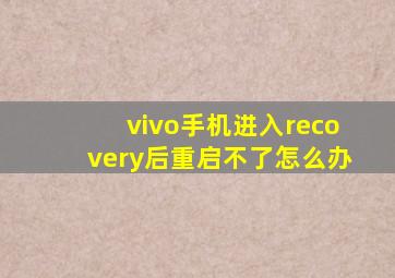 vivo手机进入recovery后重启不了怎么办