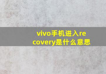 vivo手机进入recovery是什么意思