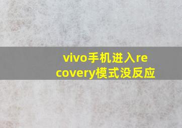 vivo手机进入recovery模式没反应