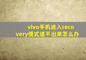 vivo手机进入recovery模式退不出来怎么办