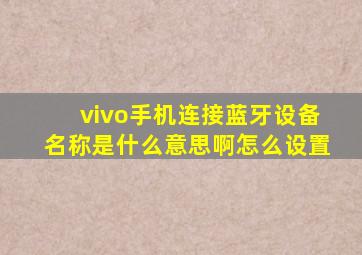 vivo手机连接蓝牙设备名称是什么意思啊怎么设置