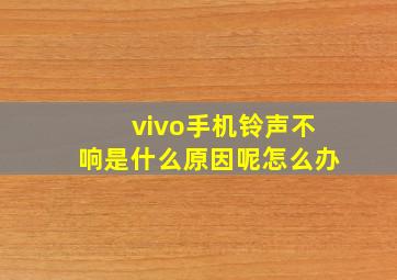 vivo手机铃声不响是什么原因呢怎么办