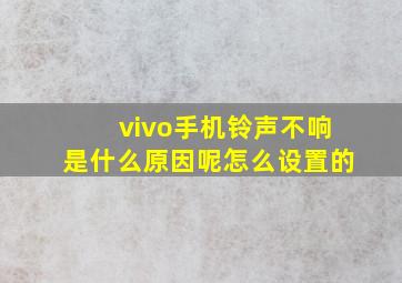 vivo手机铃声不响是什么原因呢怎么设置的